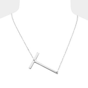 Silver Monogram "T" Large Initial Pendant Necklace